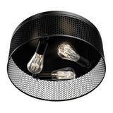 3-Lights Cage Style Flush Mount Fixture, Drum Shape, E26 Base, UL Listed, 3 Years Warranty
