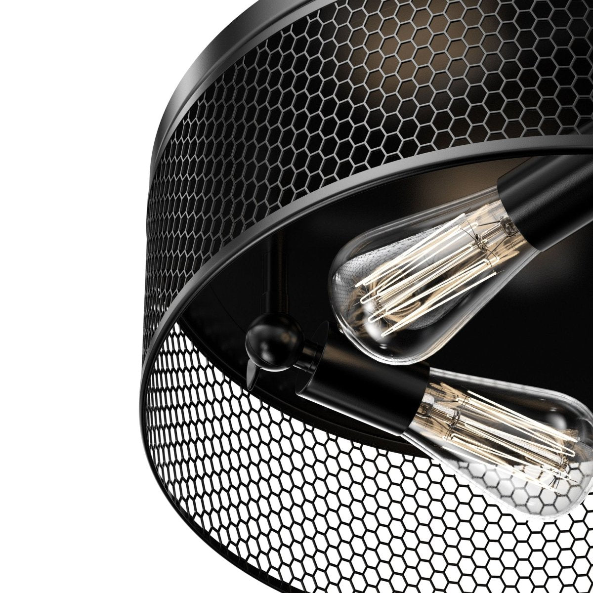 3-Lights Cage Style Flush Mount Fixture, Drum Shape, E26 Base, UL Listed, 3 Years Warranty