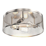 3-Lights Cage Style Flush Mount Fixture, Drum Shape, E26 Base, UL Listed, 3 Years Warranty