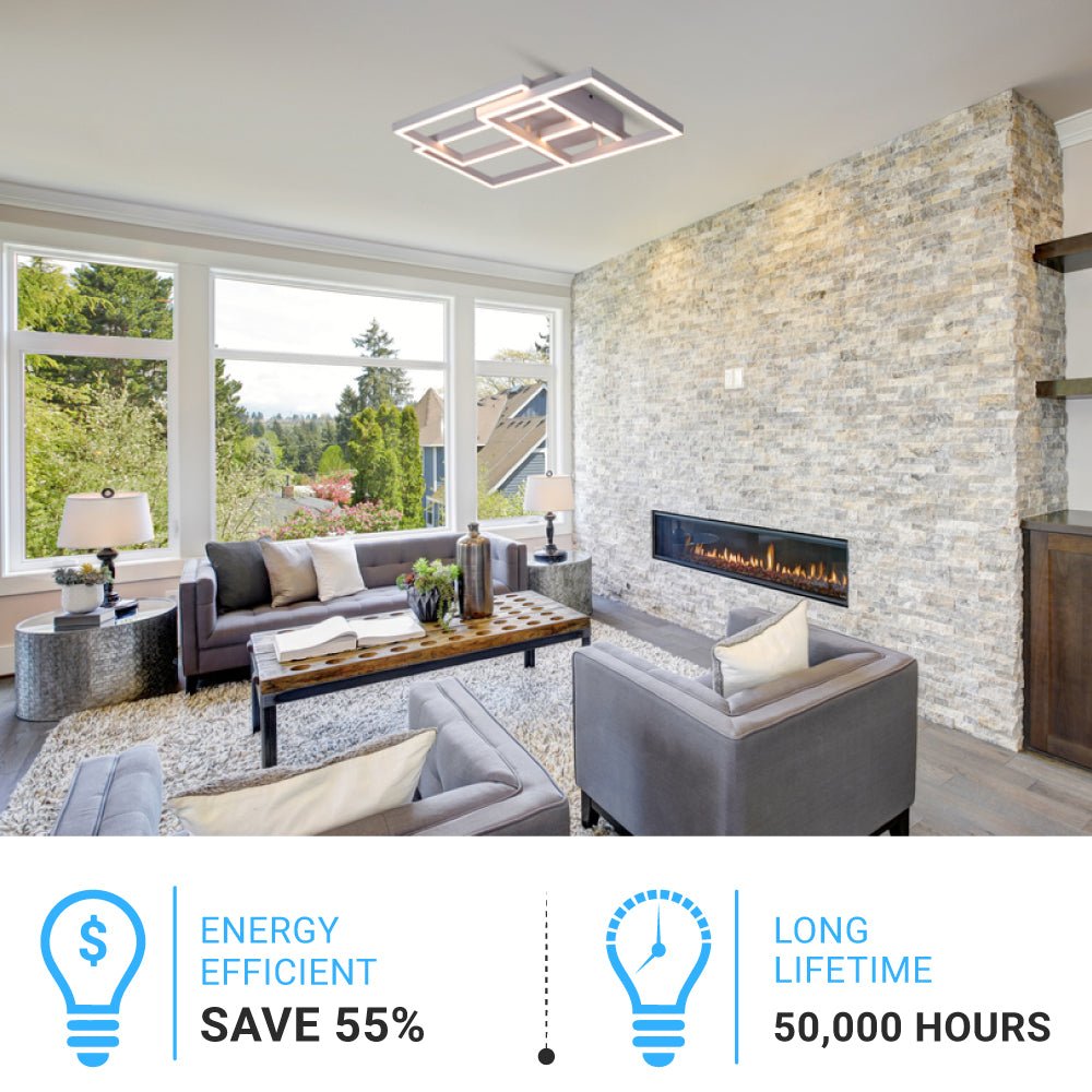 3-Lights, Geometric Modern Ceiling Lights, Surface Mounting, 67W, 3000K(Warm White), 4032LM, Sand white Body Finish, Dimmable, Hallway Light Fixtures