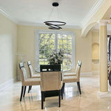 3-Ring LED Light Circular Chandelier, 102W, 3000K, 4335LM, Matte Black Body Finish, Dimmable, Pendant Mounting