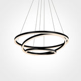 3-Ring LED Light Circular Chandelier, 102W, 3000K, 4335LM, Matte Black Body Finish, Dimmable, Pendant Mounting