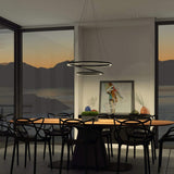 3-Ring LED Light Circular Chandelier, 102W, 3000K, 4335LM, Matte Black Body Finish, Dimmable, Pendant Mounting