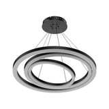 3-Ring LED Light Circular Chandelier, 102W, 3000K, 4335LM, Matte Black Body Finish, Dimmable, Pendant Mounting