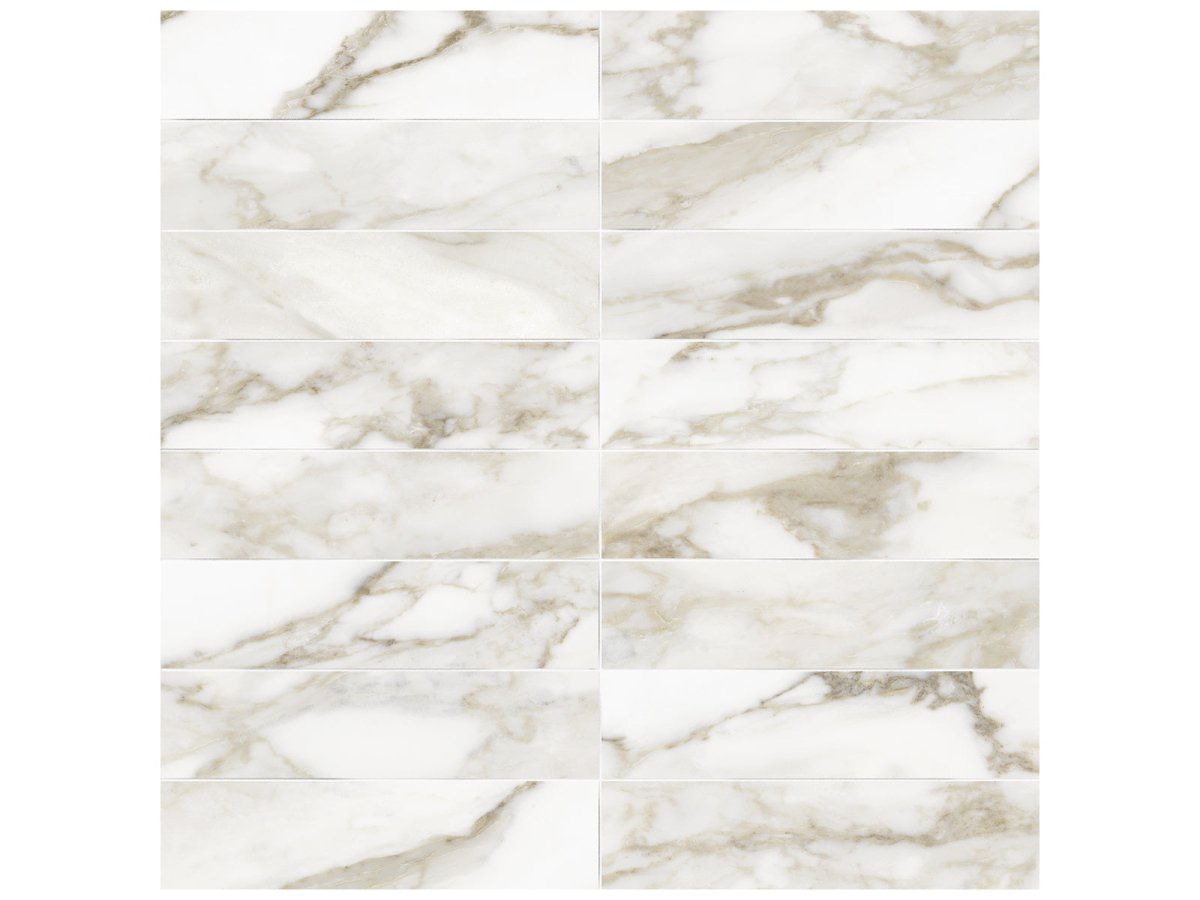 3 X 12 In Artisan Raffino Calacatta Matte Pressed Glazed Ceramic