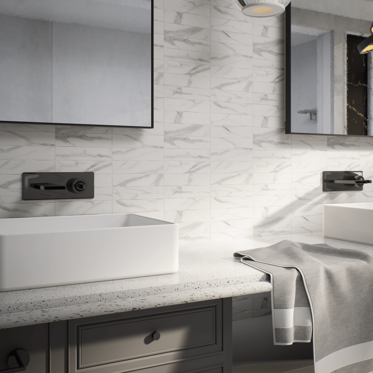3 X 12 In Artisan Raffino Statuario Matte Pressed Glazed Ceramic Wall Tile
