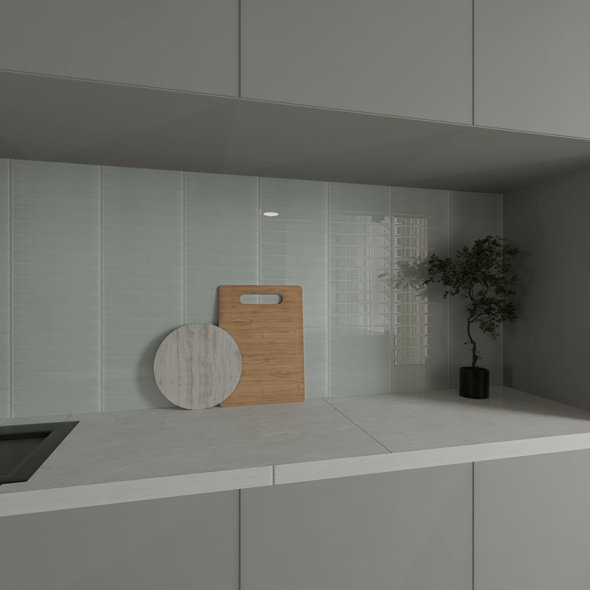 3 X 12 In Element Cloud Light Colors Glass Tile