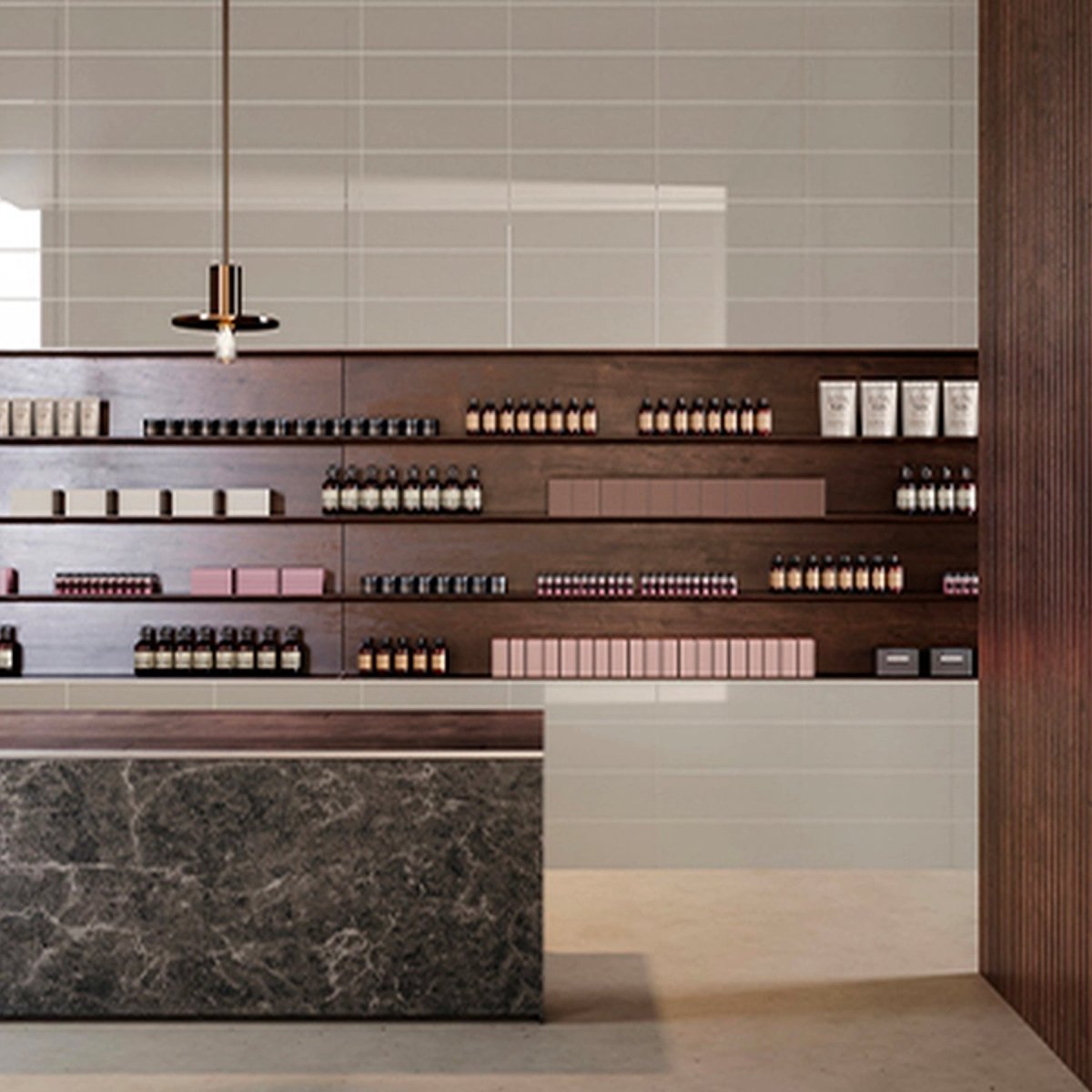 3 x 12 in Element Mist Glossy Glass Tile