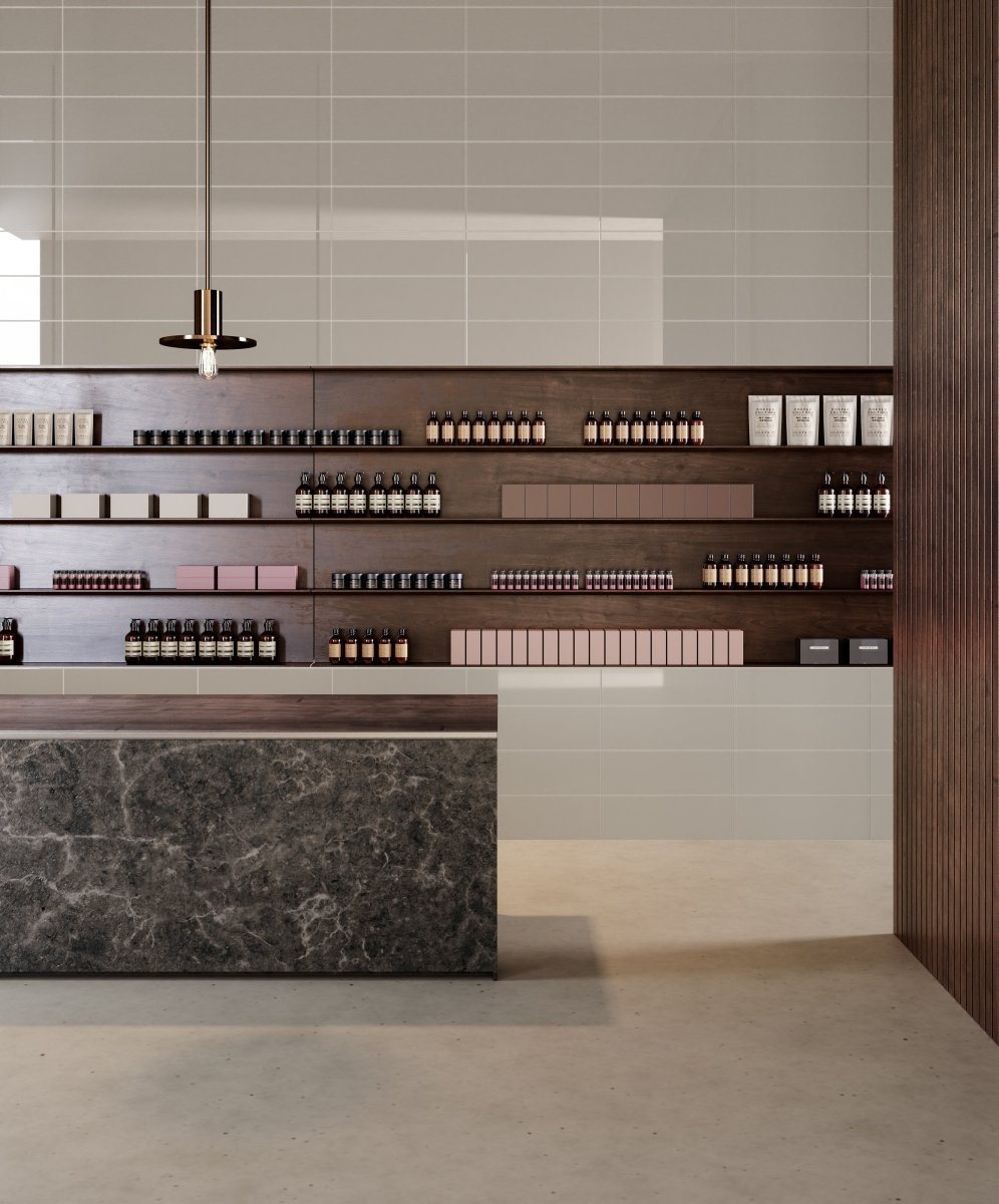 3 x 12 in Element Mist Glossy Glass Tile