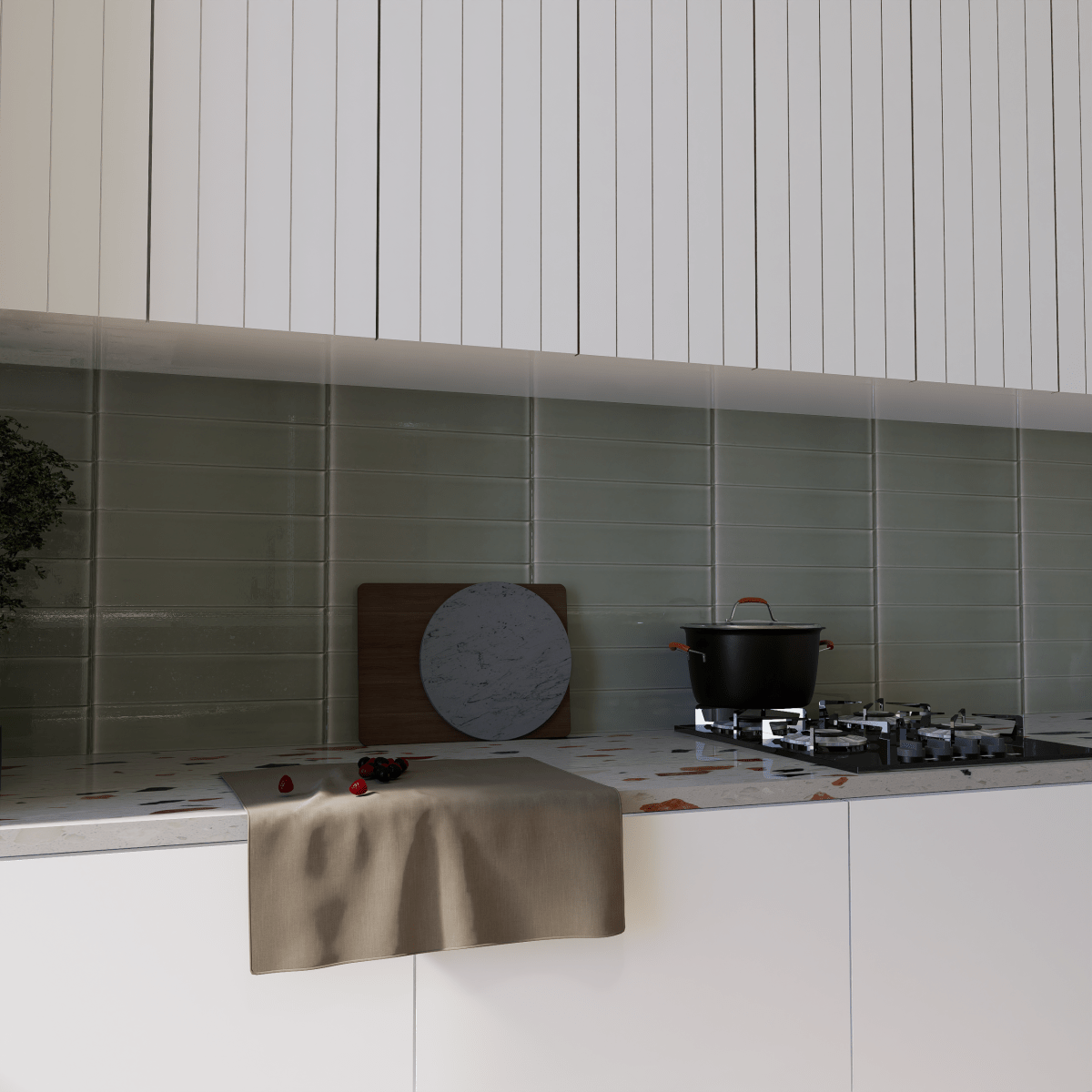 3 x 12 in Element Smoke Glossy Glass Tile