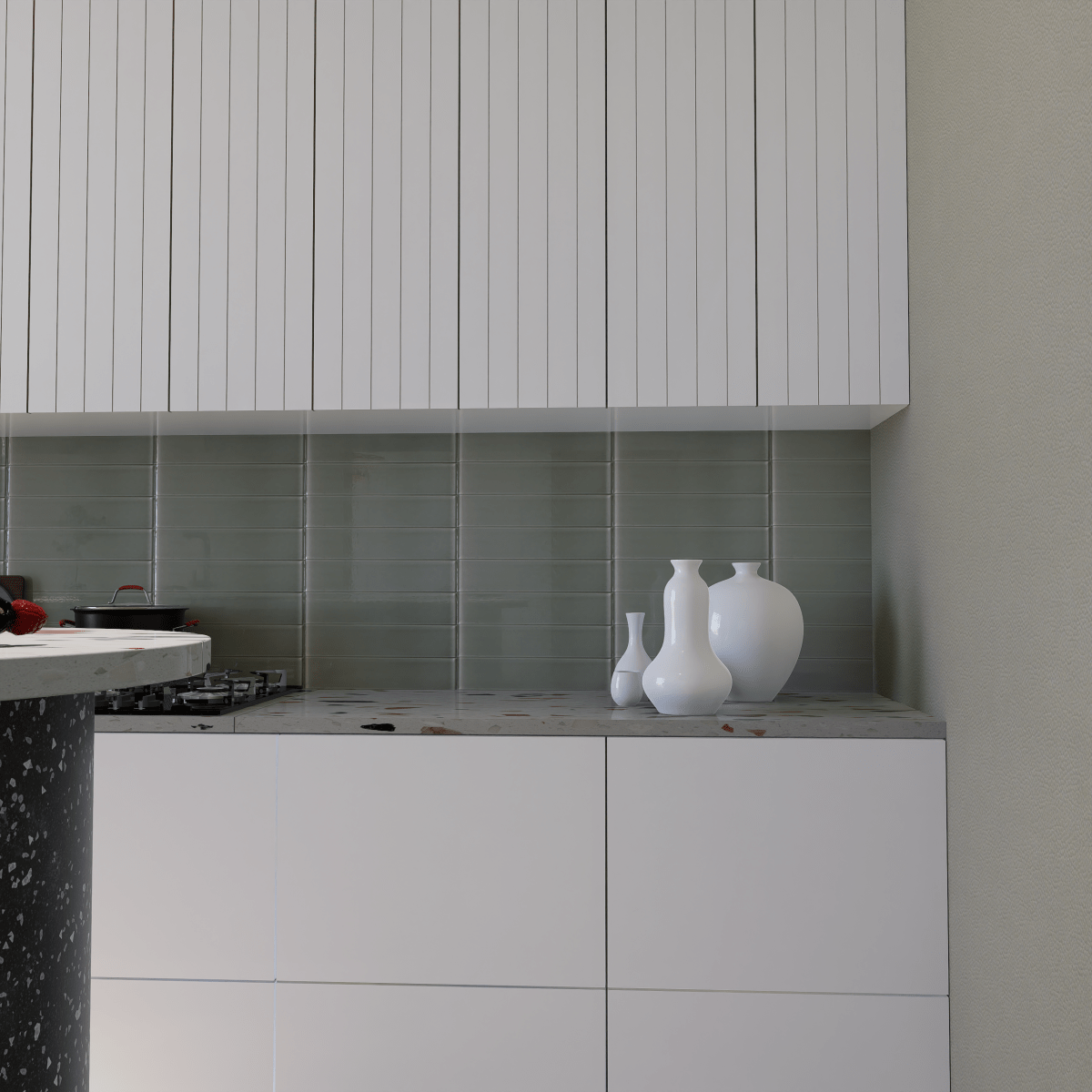 3 x 12 in Element Smoke Glossy Glass Tile