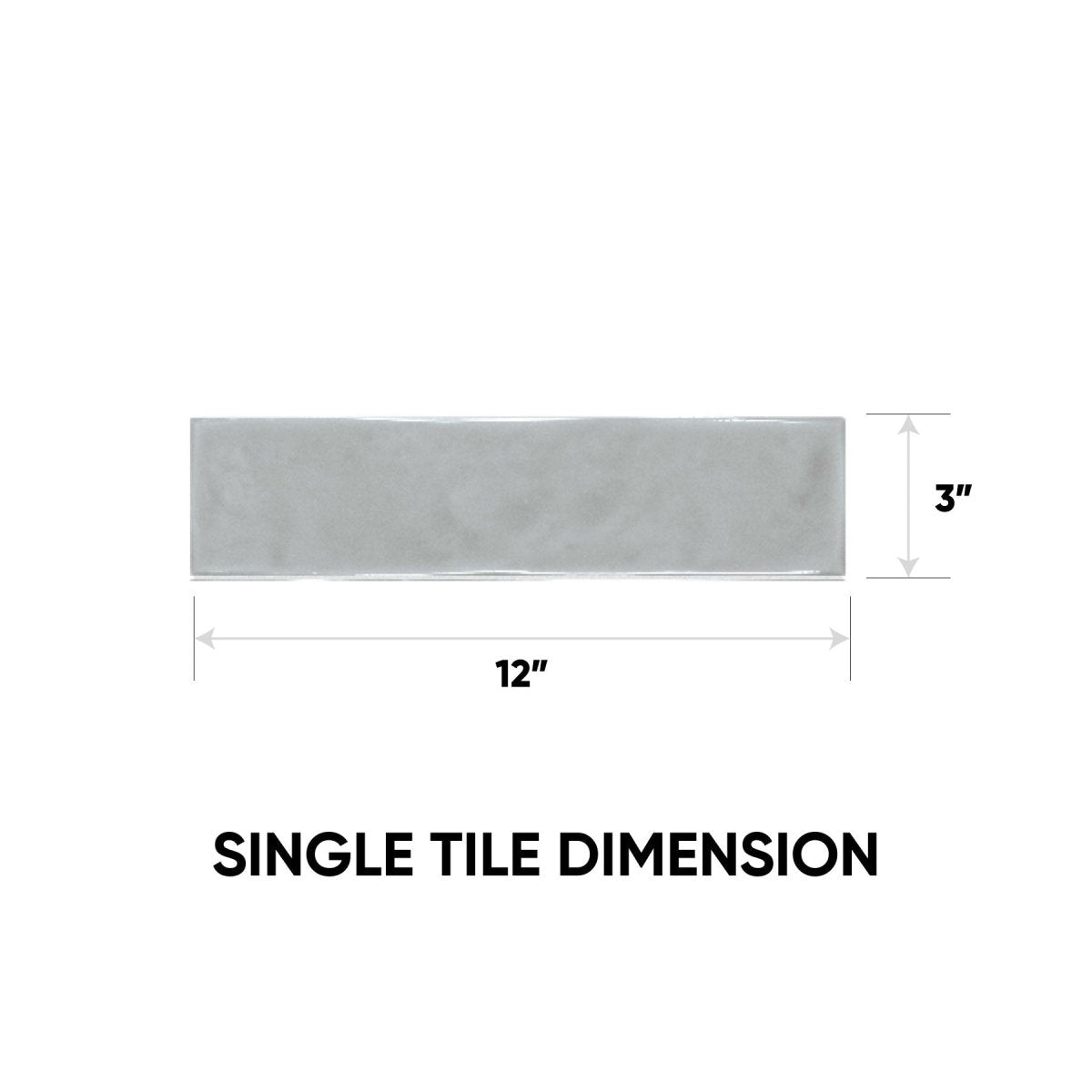 3 x 12 in. Marlow Smoke Glossy Pressed Glazed Ceramic Wall Tile