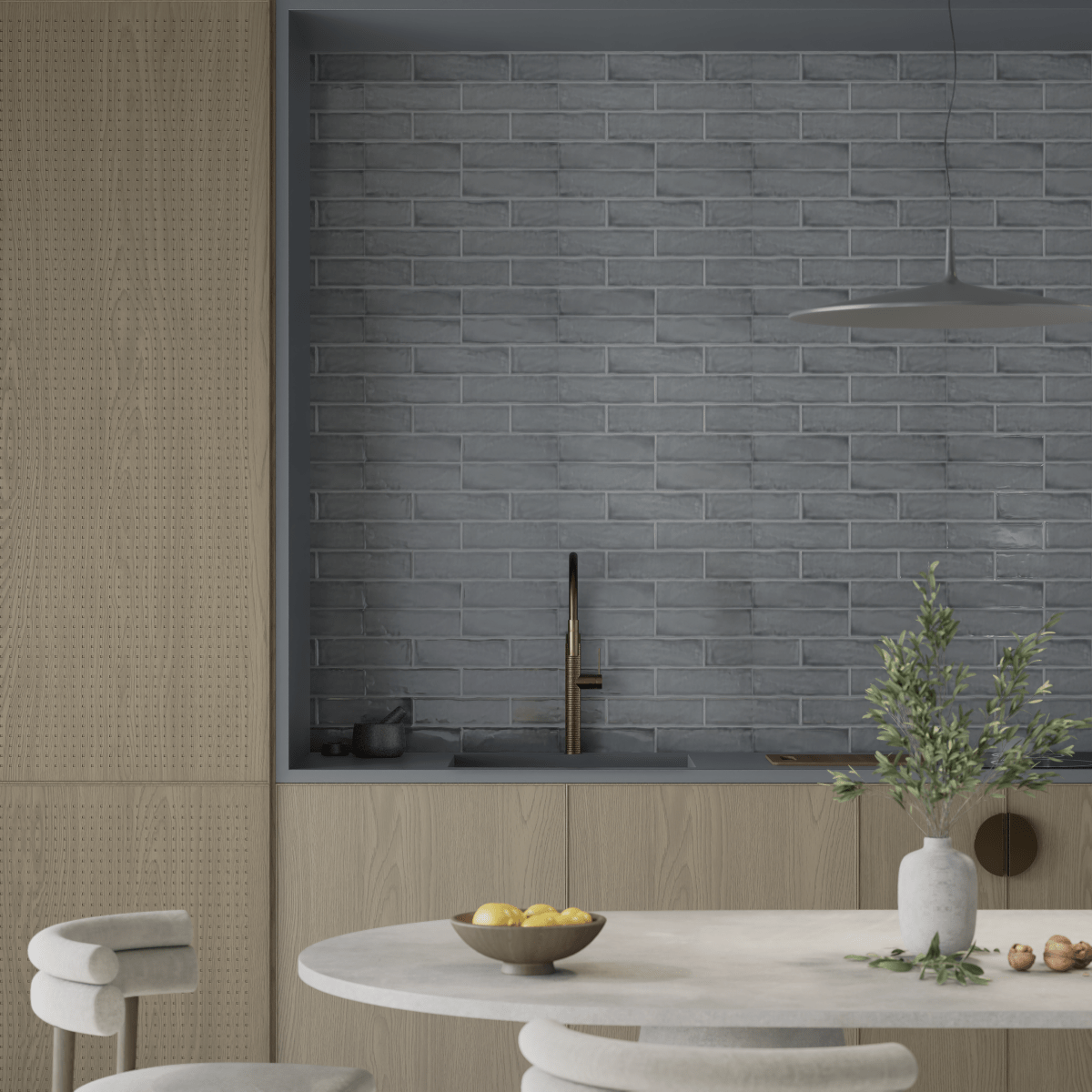 3 x 12 in Teramoda Charcoal Glossy Pressed Glazed Ceramic Tile