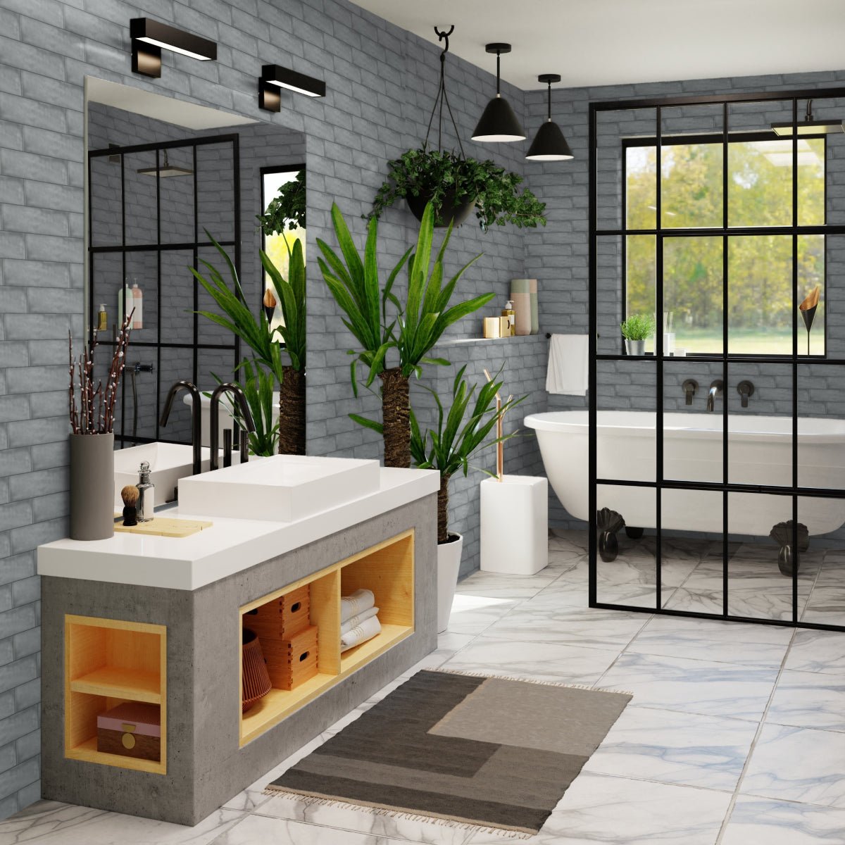 3 x 12 in Teramoda Charcoal Glossy Pressed Glazed Ceramic Tile