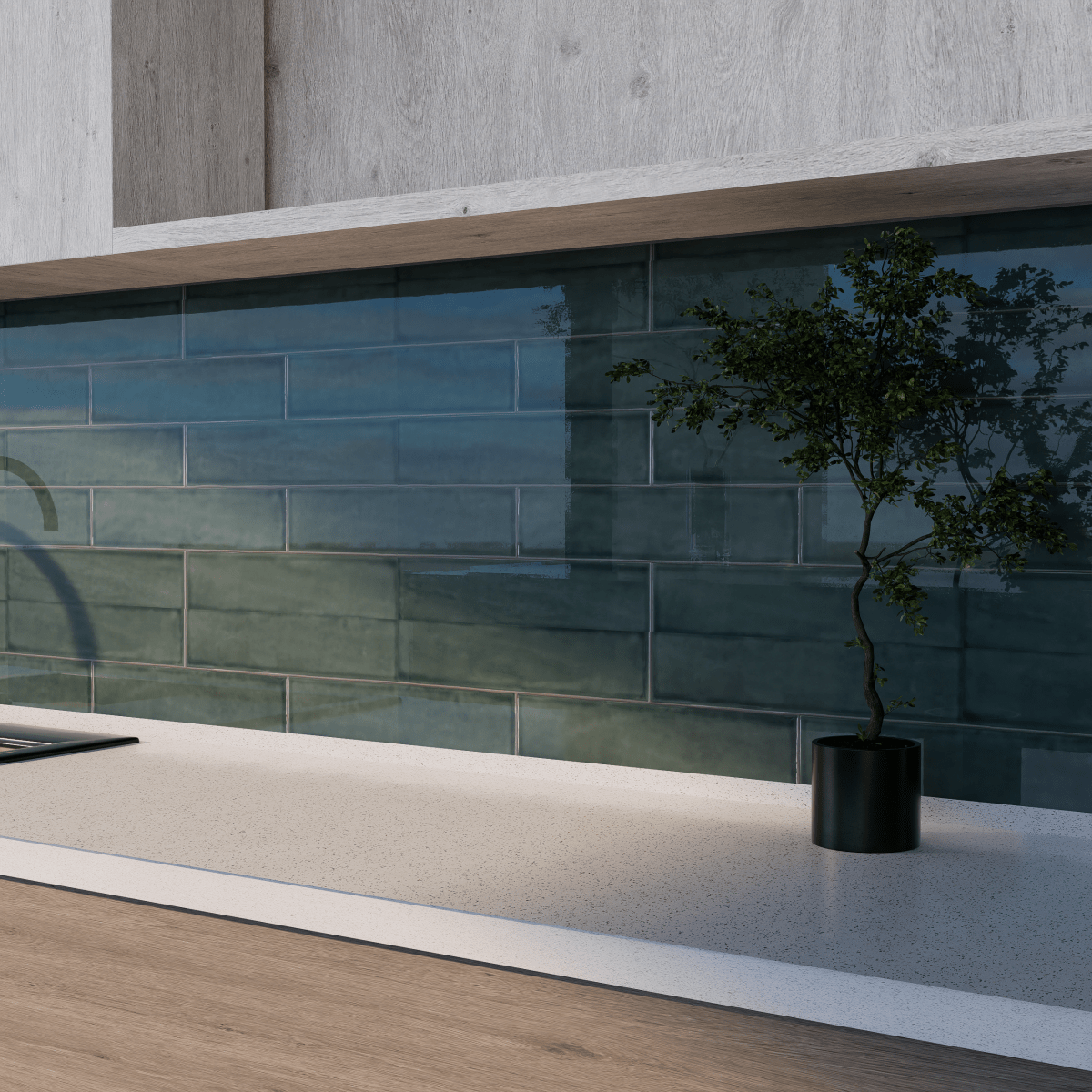 3 x 12 in Teramoda Emerald Glossy Pressed Glazed Ceramic Tile