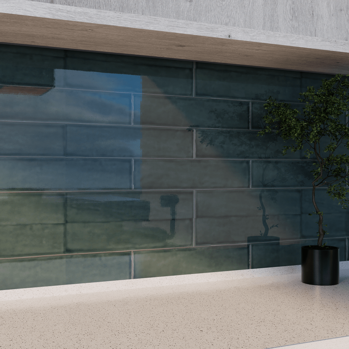 3 x 12 in Teramoda Emerald Glossy Pressed Glazed Ceramic Tile
