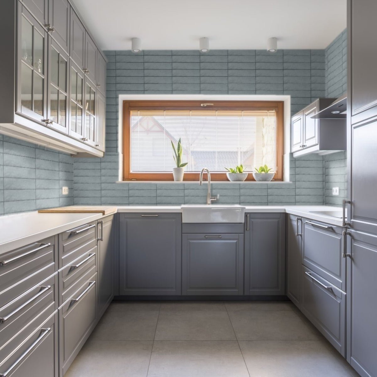 3 x 12 in Teramoda Sky Glossy Pressed Glazed Ceramic Tile