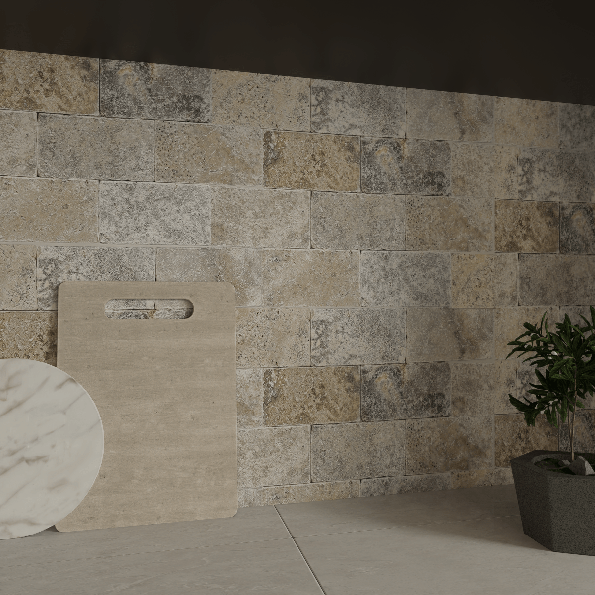 3 X 6 In Silver Ash Tumbled Travertine Field Tile