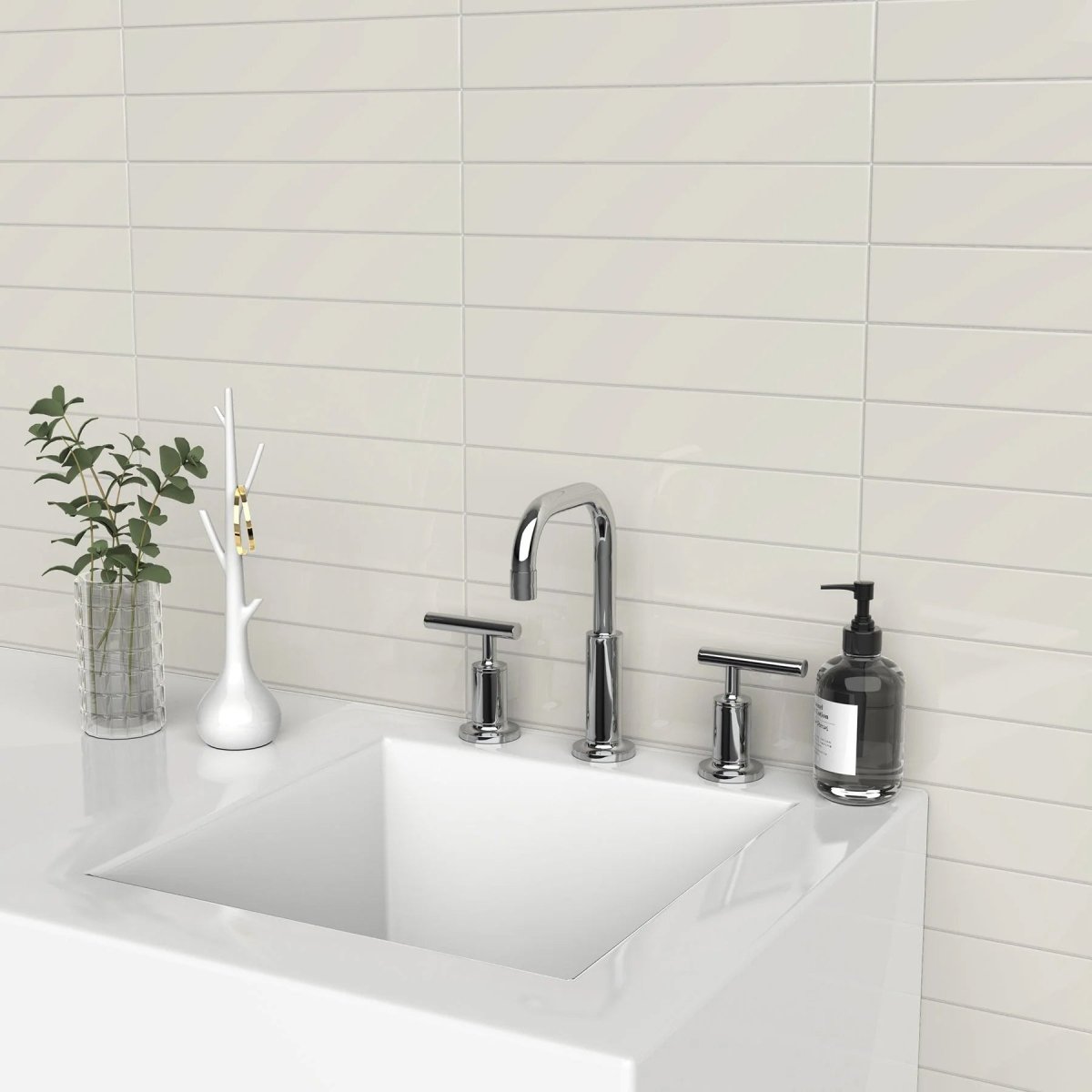 3 x 6 in. Soho Canvas White Glossy Pressed Glazed Ceramic Wall Tile