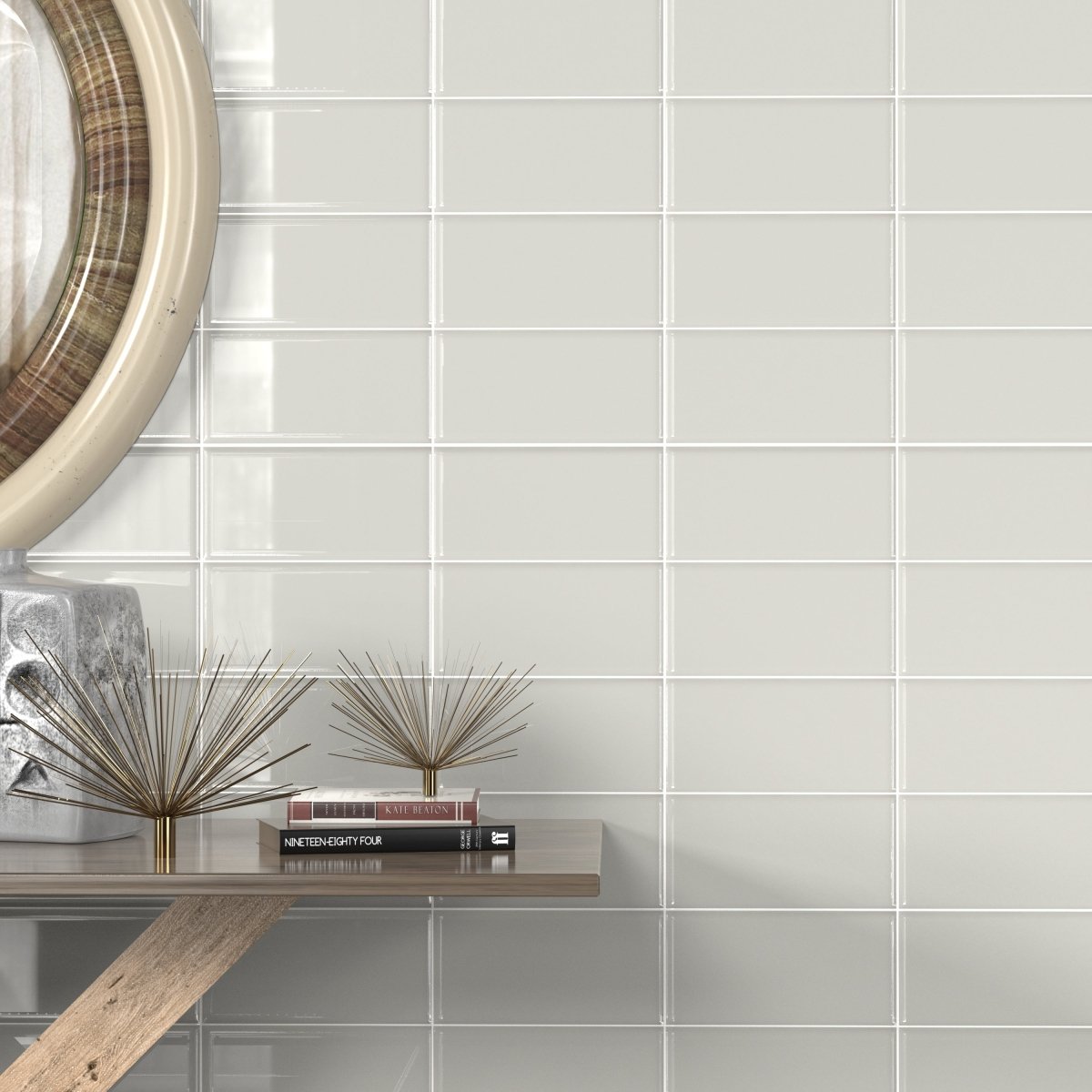 3 x 6 in. Soho Halo Grey Glossy Pressed Glazed Ceramic Wall Tile