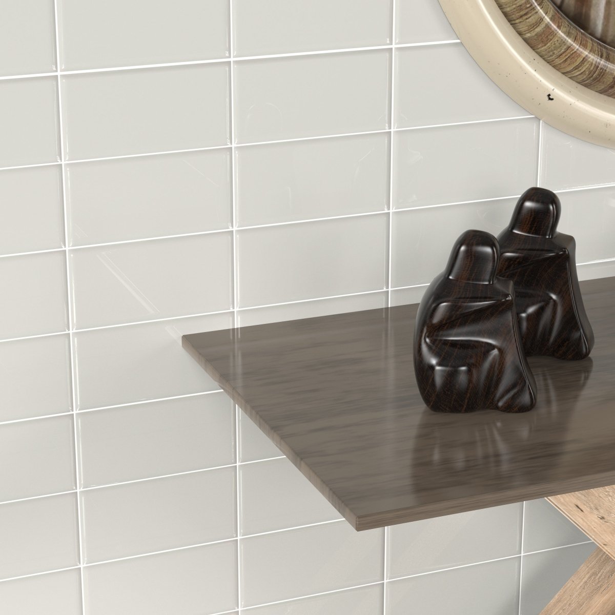 3 x 6 in. Soho Halo Grey Glossy Pressed Glazed Ceramic Wall Tile