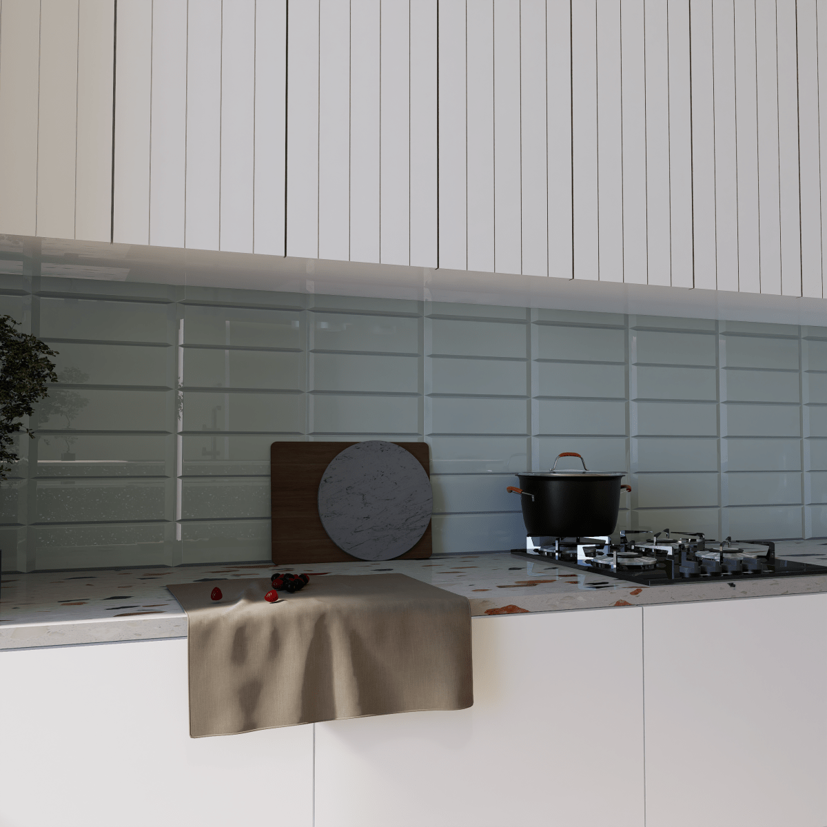 3 X 9 In Beveled Element Cloud Light Colors Glass Tile