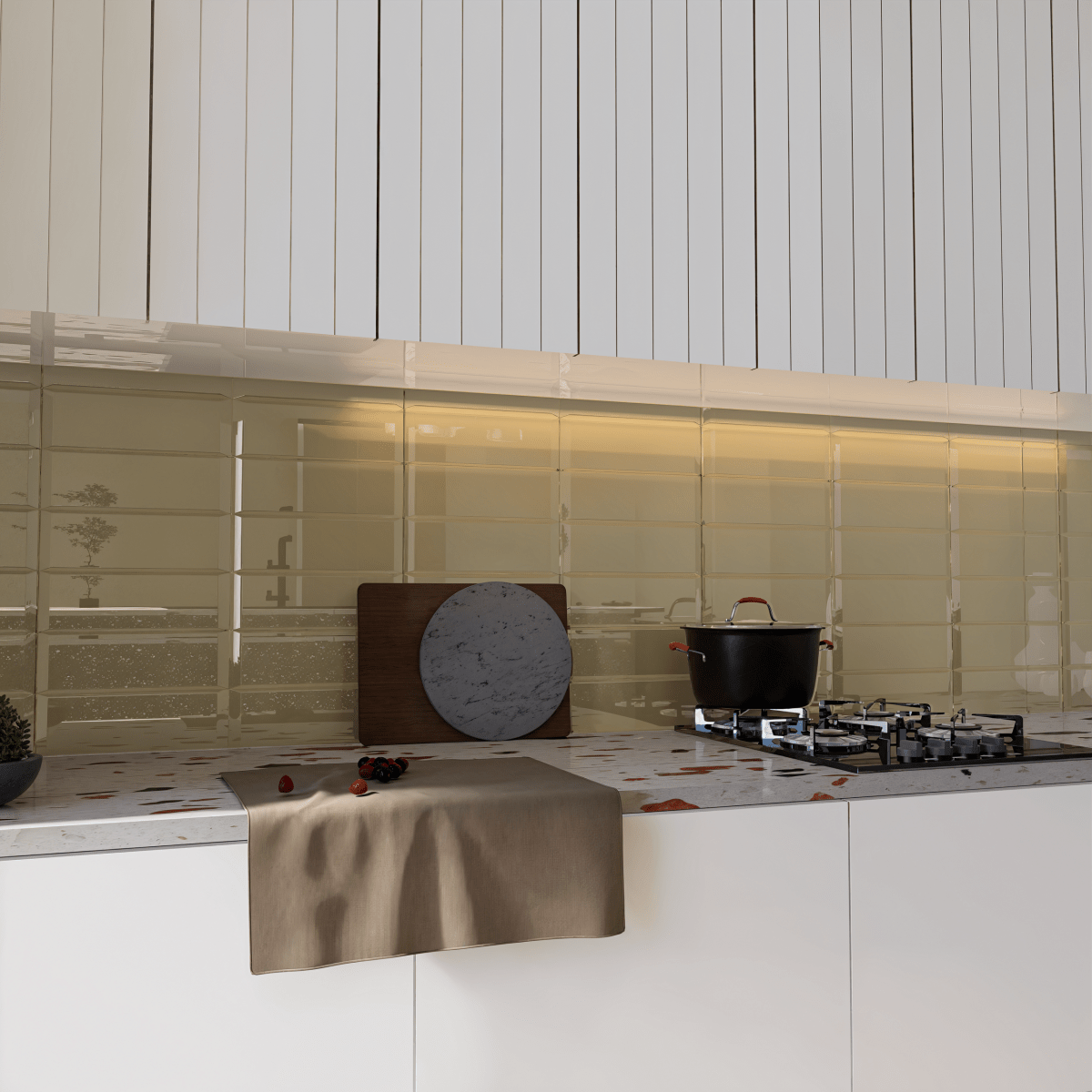 3 X 9 In Beveled Element Earth Dark Colors Glass Tile