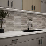 3 X 9 In Silver Ash Filled & Honed Veincut Travertine