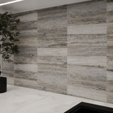 3 X 9 In Silver Ash Filled & Honed Veincut Travertine