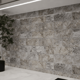 3 X 9 In Silver Ash Filled & Polished Travertine
