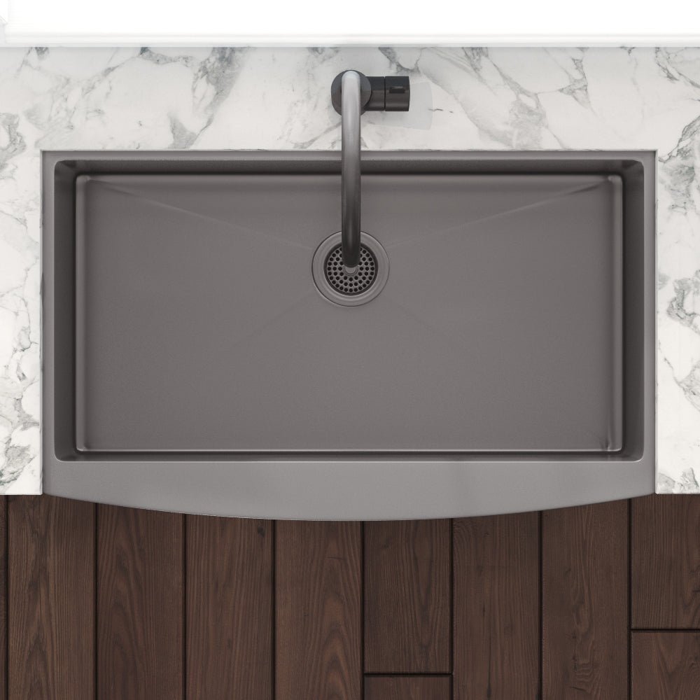 30-inch Apron-Front Farmhouse Kitchen Sink - Gunmetal Black Matte Stainless Steel Single Bowl