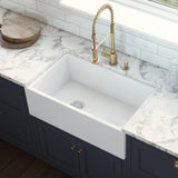 30-inch Fireclay Farmhouse Offset Drain Kitchen Sink Single Bowl White