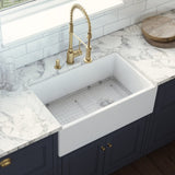 30-inch Fireclay Farmhouse Offset Drain Kitchen Sink Single Bowl White