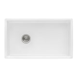 30-inch Fireclay Farmhouse Offset Drain Kitchen Sink Single Bowl White