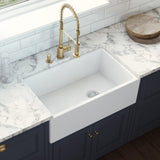 30-inch Fireclay Farmhouse Offset Drain Kitchen Sink Single Bowl White