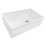 30-inch Fireclay Farmhouse Offset Drain Kitchen Sink Single Bowl White