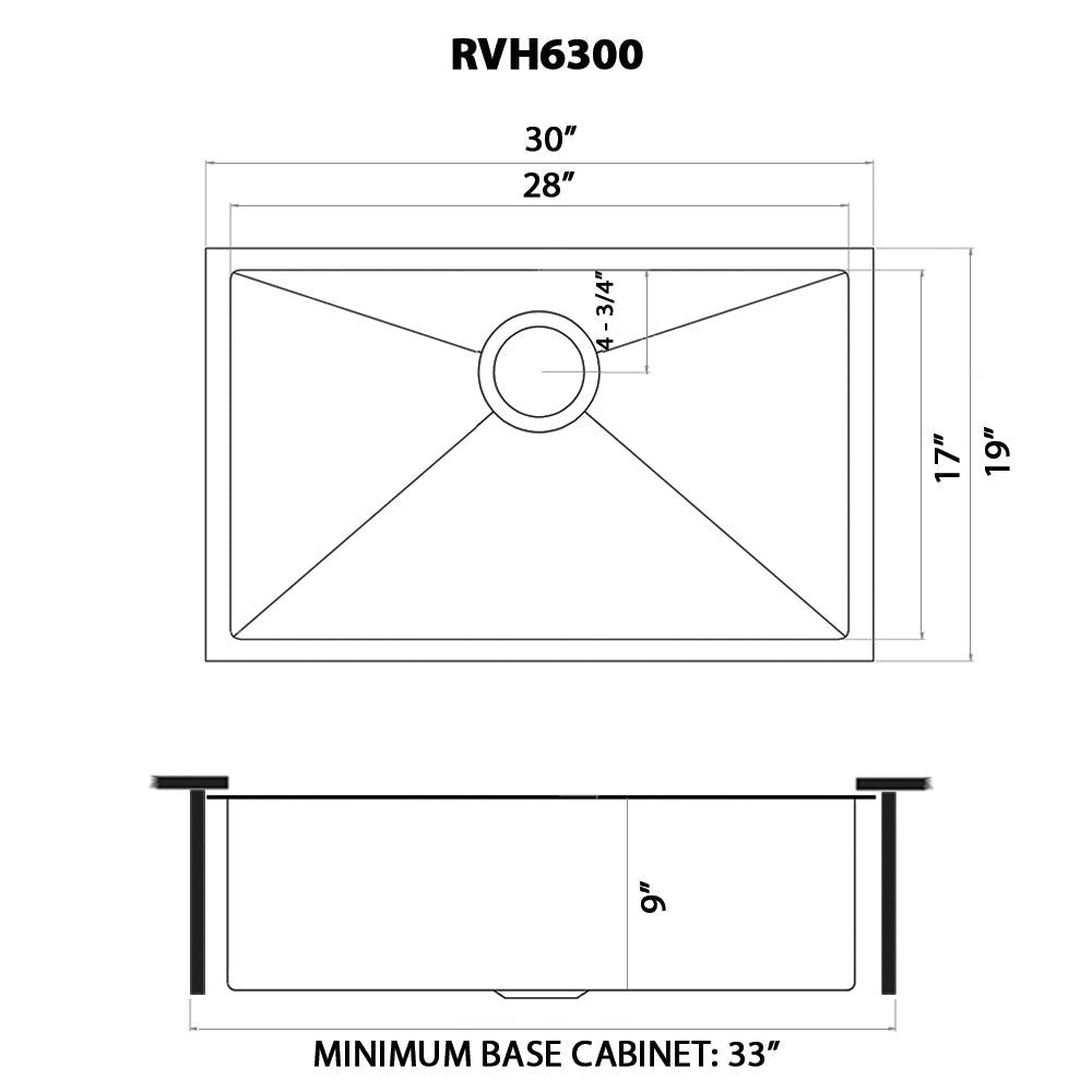 30-inch Undermount Stainless Steel Kitchen Sink 16 Gauge Single Bowl