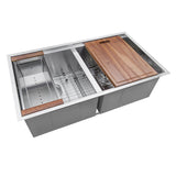 30-inch Workstation Ledge 50/50 Double Bowl Undermount 16 Gauge Stainless Steel Kitchen Sink