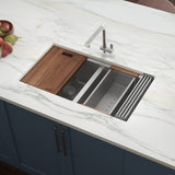 30-inch Workstation Ledge 50/50 Double Bowl Undermount 16 Gauge Stainless Steel Kitchen Sink