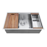 30-inch Workstation Ledge Undermount 16 Gauge Stainless Steel Kitchen Sink Single Bowl