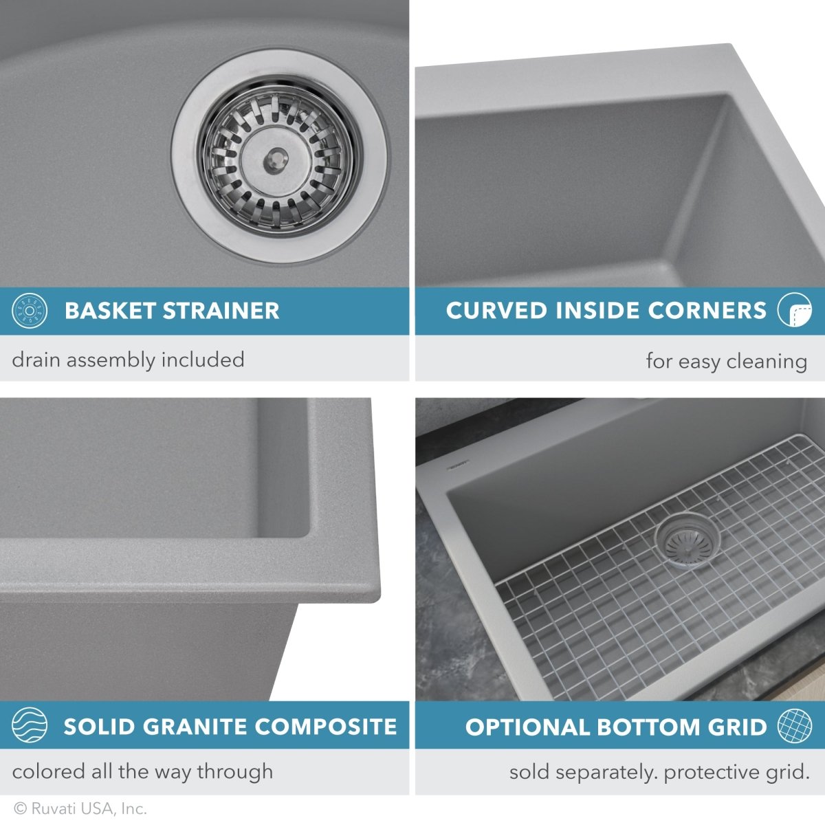 30 x 18 inch Granite Composite Undermount Single Bowl Kitchen Sink