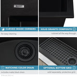 30 x 20 inch Drop-in Topmount Granite Composite Single Bowl Kitchen Sink