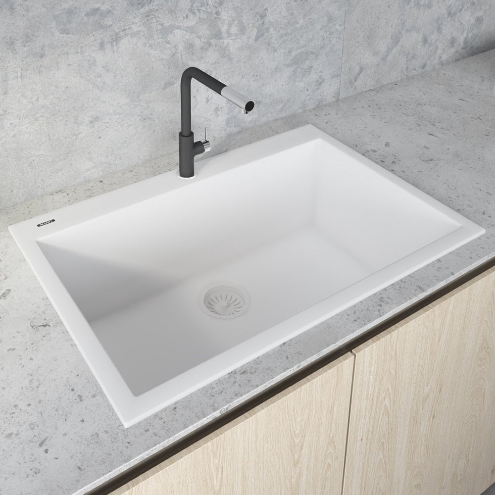 30 x 20 inch Drop-in Topmount Granite Composite Single Bowl Kitchen Sink