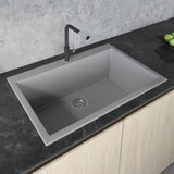 30 x 20 inch Drop-in Topmount Granite Composite Single Bowl Kitchen Sink