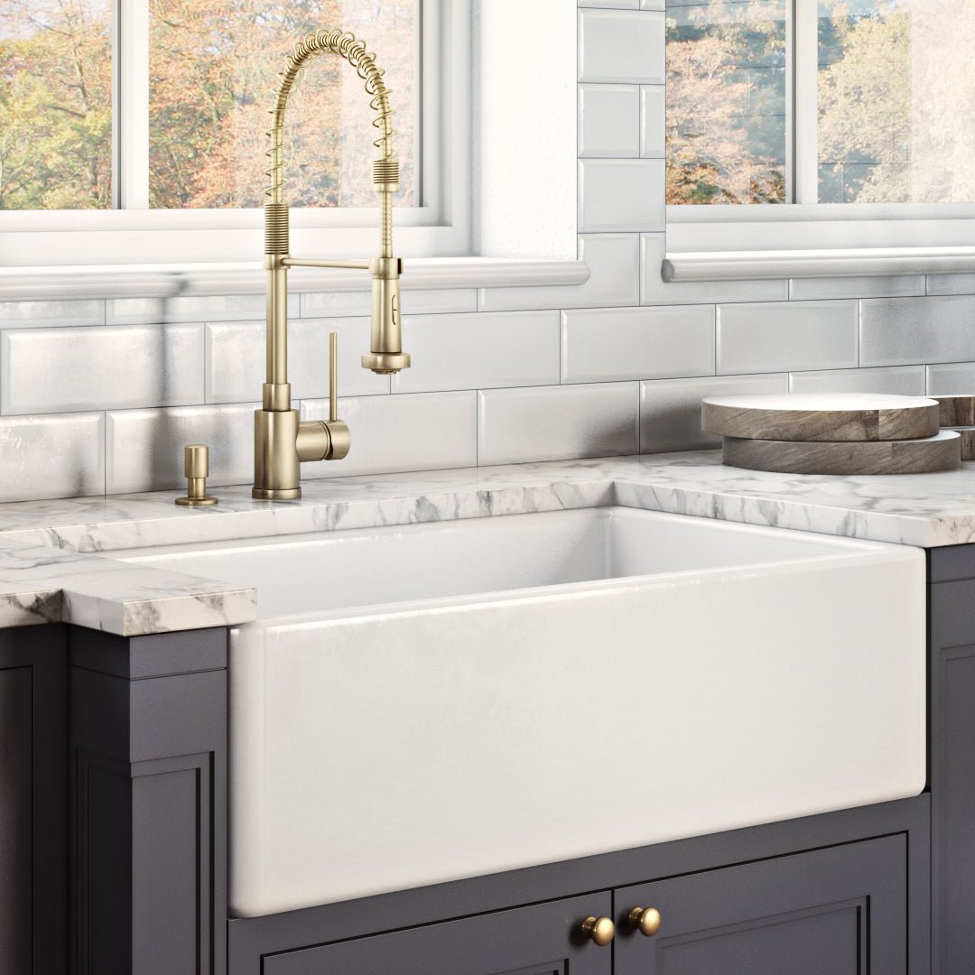 30 x 20 inch Fireclay Reversible Farmhouse Apron-Front Kitchen Sink Single Bowl