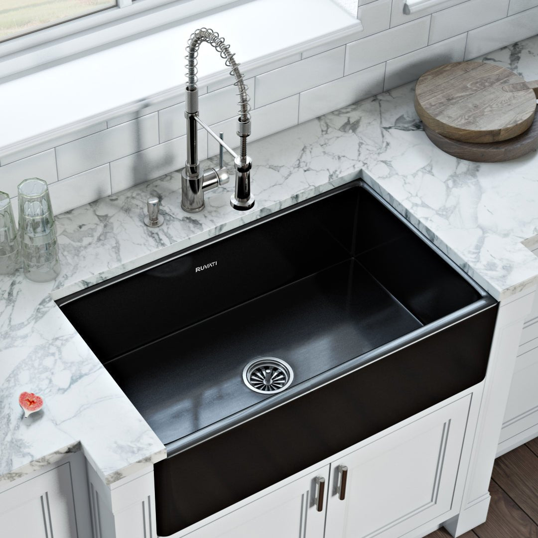 30 x 20 inch Fireclay Reversible Farmhouse Apron-Front Kitchen Sink Single Bowl