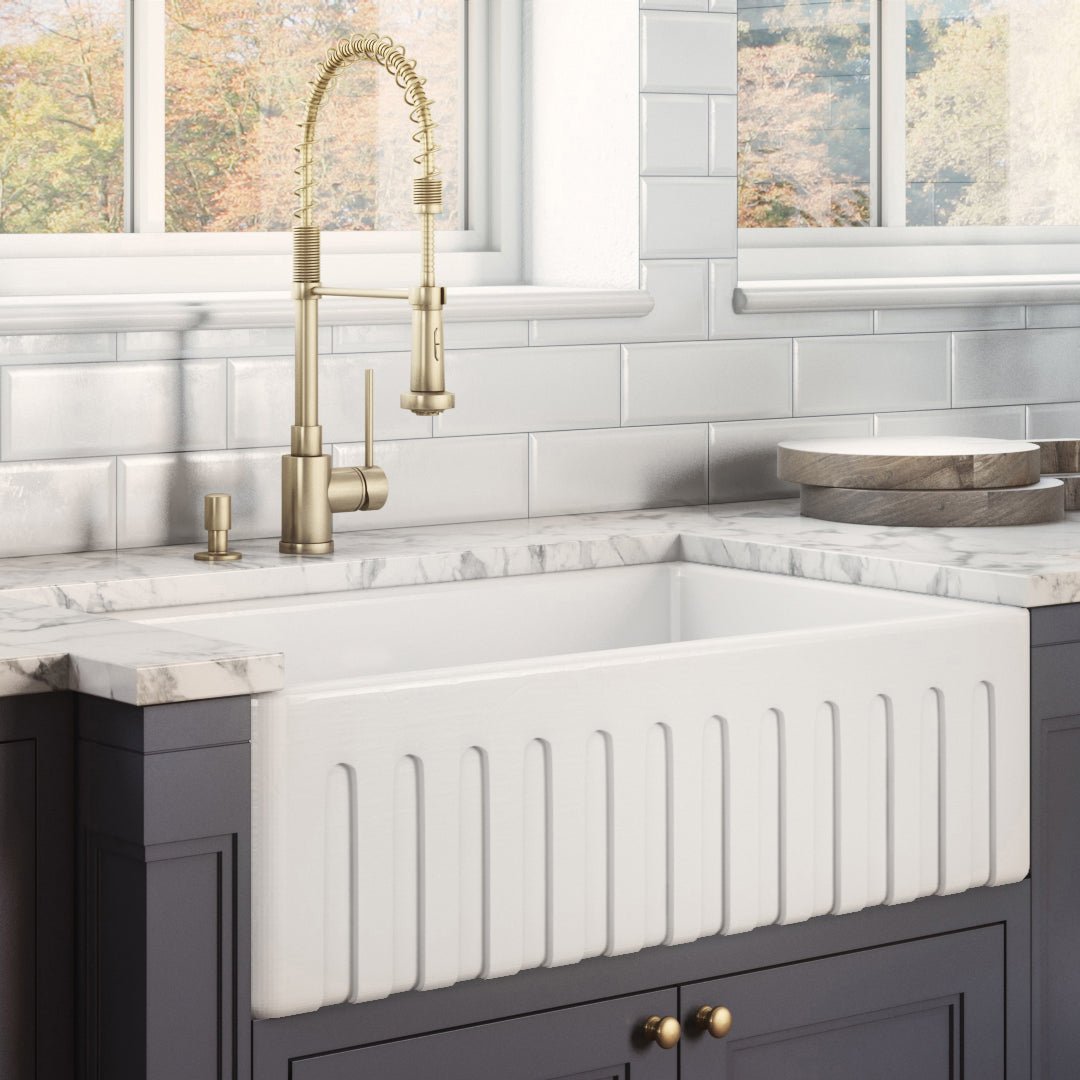 30 x 20 inch Fireclay Reversible Farmhouse Apron-Front Kitchen Sink Single Bowl