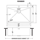 30 x 22 inch Drop-in Tight Radius Topmount 16 Gauge Stainless Steel Kitchen Sink Single Bowl