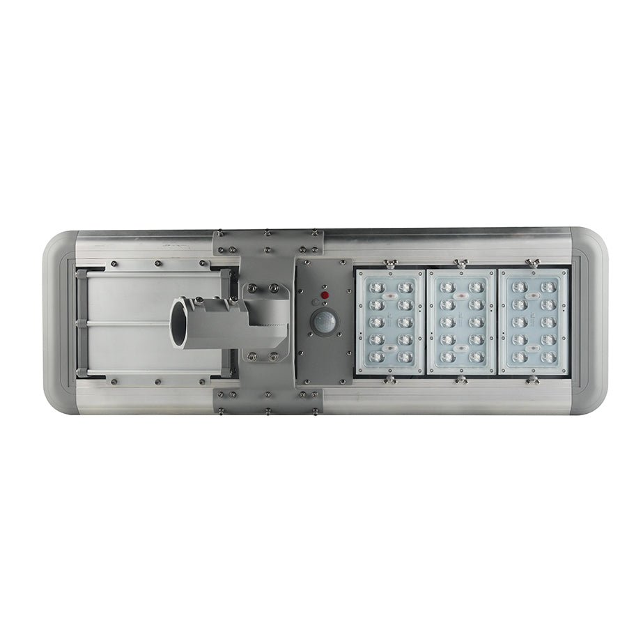 30W Outdoor LED Solar Street Light, 6500K, 3800LM, IP66, 18VDC, Adjustable Mount, Silver, Solar Powered Security Light, For Parking Lot, Yard, Garden, Street, Deck