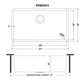 31-inch Undermount Kitchen Sink 16 Gauge Stainless Steel Single Bowl